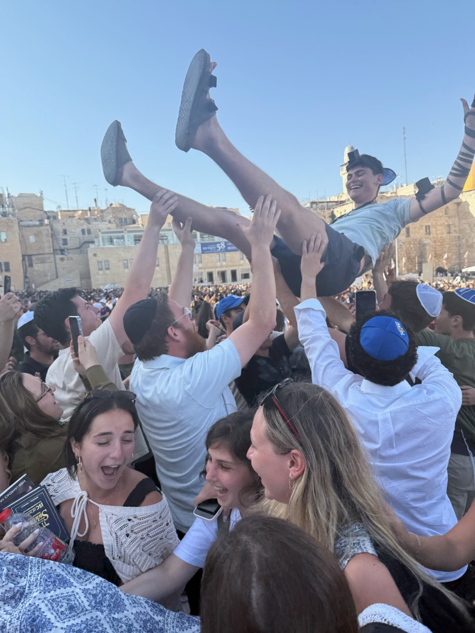 Duke students celebrating together in Jerusalem